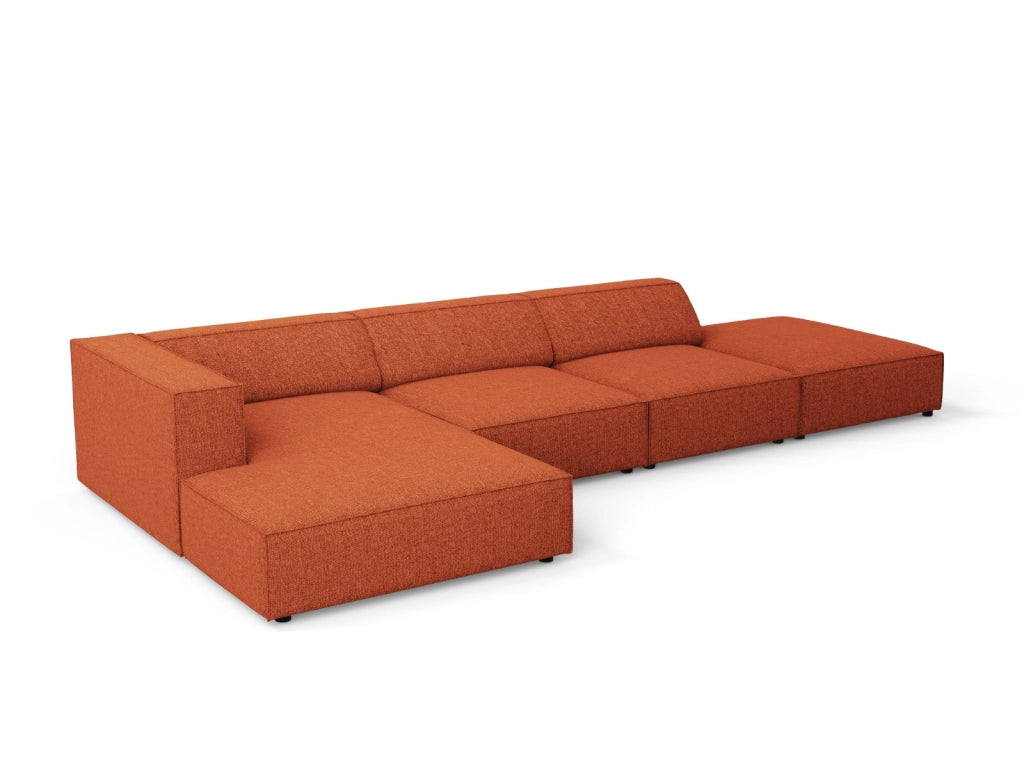 Cosmopolitan Design - Divano angolare sinistro "Arendal" 5 posti in ciniglia terracotta 