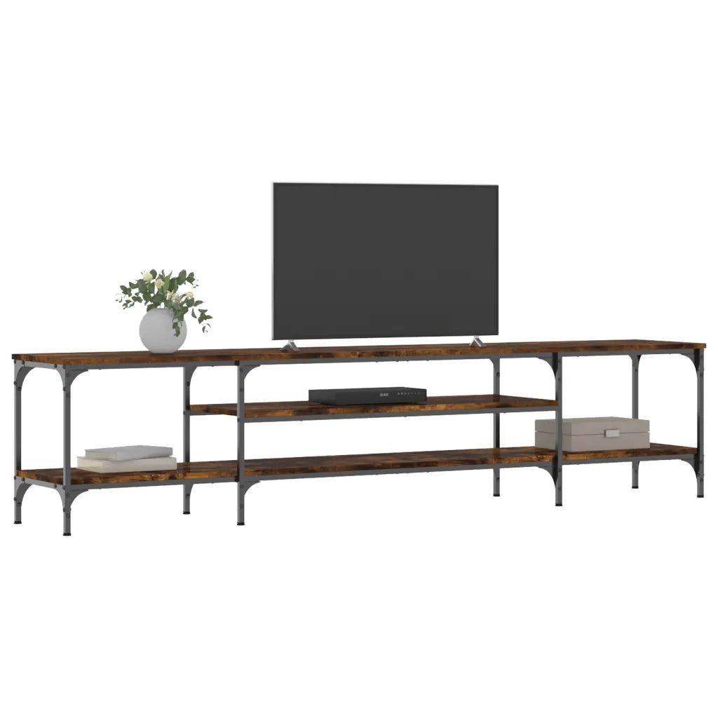 Mobile TV Rovere Fumo 201x35x45 cm in Legno Multistrato e Ferro 831815