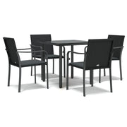 Set Pranzo da Giardino 5pz | Set Salotto da Giardino con Cuscini in Polyrattan e Acciaio