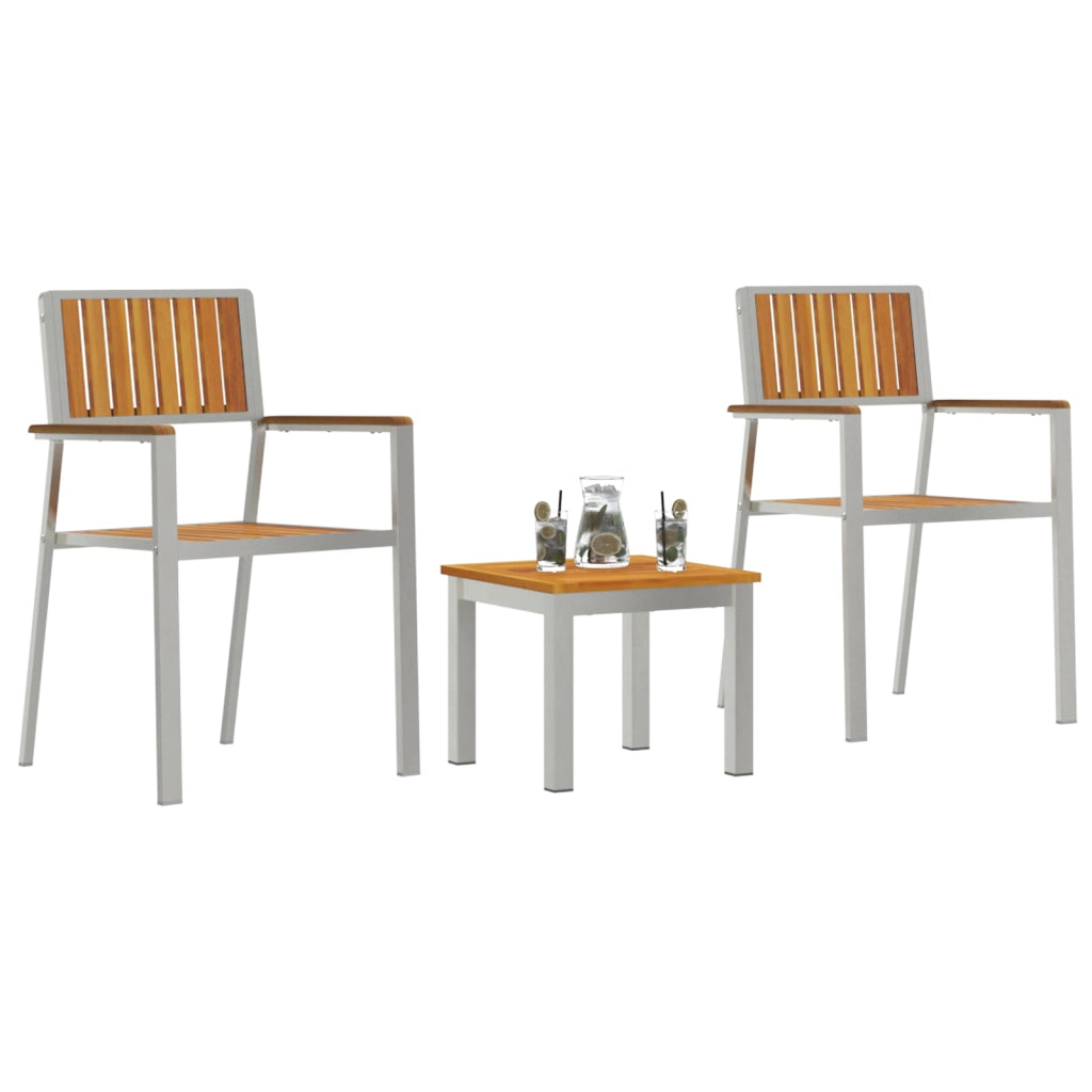 Set Pranzo Giardino  3 Pezzi Legno Massello di Acacia