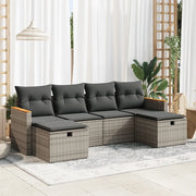 Set Divano da Giardino 6 pz con Cuscini Grigio in Polyrattan 3325945