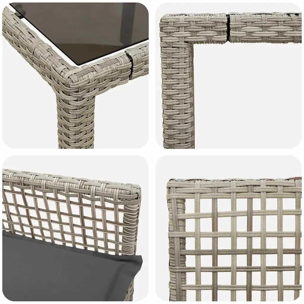 Set da Pranzo per Giardino 5 pz | Set Salotto da Giardino Grigio chiaro polyrattan