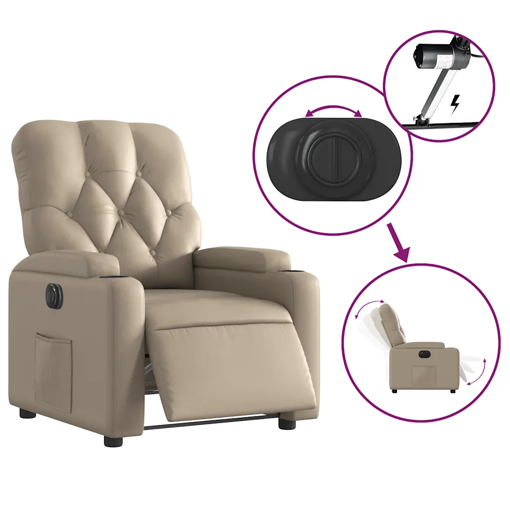 Poltrona Reclinabile Elettrica Cappuccino in Similpelle 3204764