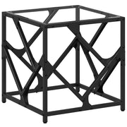 2 pz Tavolini da salotto | Tavolino da caff¨¨ | Tavolino da Soggiorno con Piano in Vetro Trasparente 40x40x41cm Acciaio