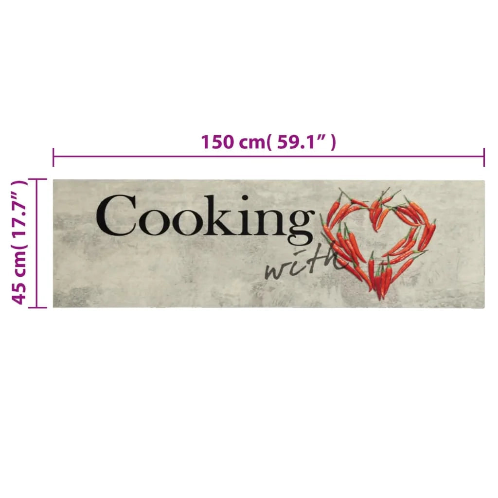 Tappetino da cucina lavabile con elegante e pratico motivo stampato 150 x 45 cm velluto rosso 02_0056462