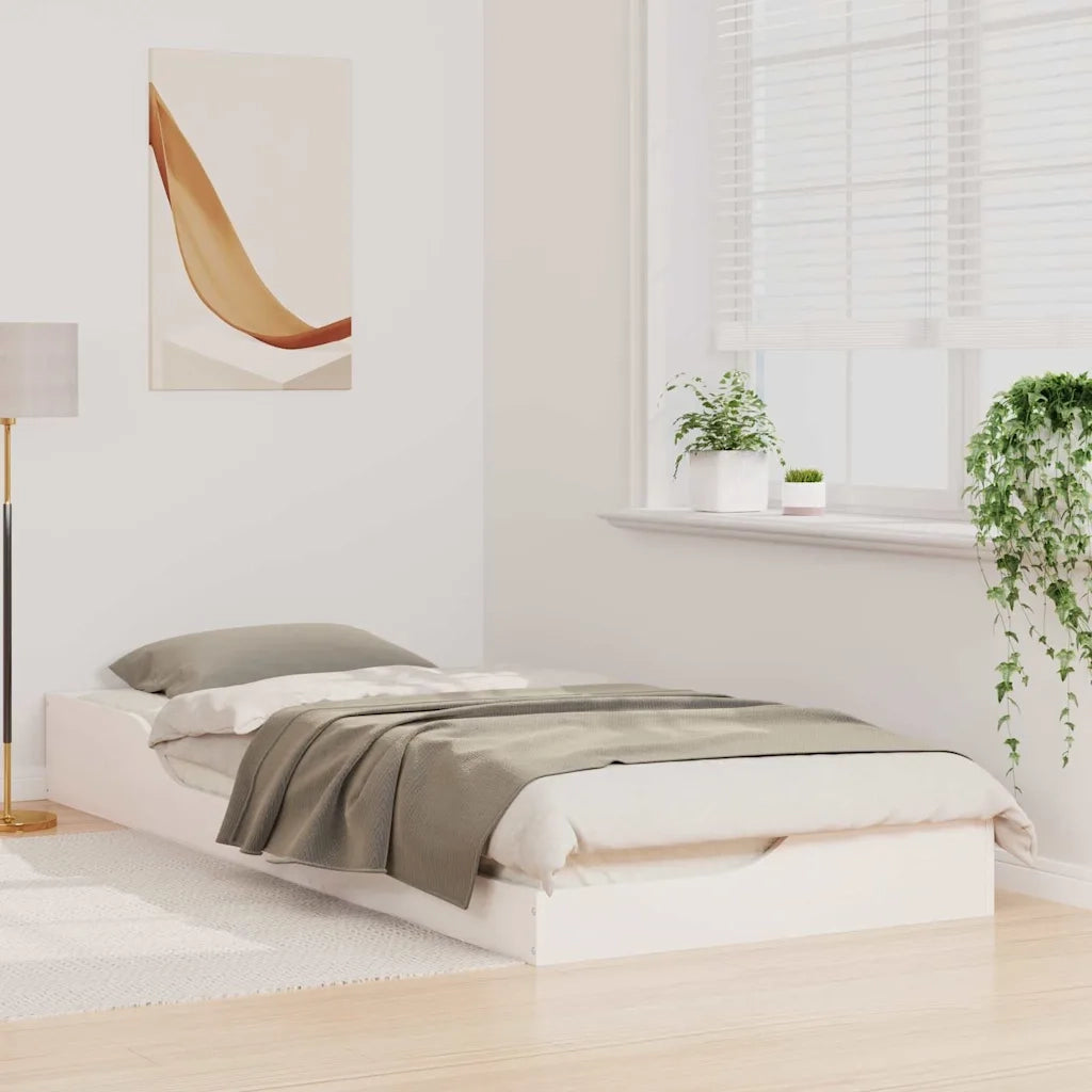 Struttura del letto Bianco 100 x 220 cm Pino massello 873416