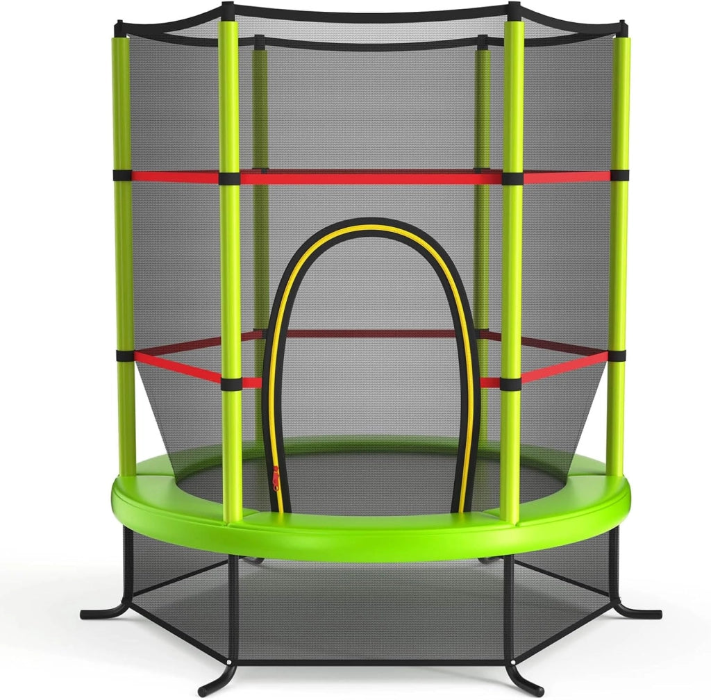 Trampolino per Bambini 3-6 Anni, Tappeto Elastico Bambini con Rete di Sicurezza e Chiusura a Cerniera, Saltarello da Esterno in Acciaio Zincato, Portato 135 kg, 165x165x161 cm