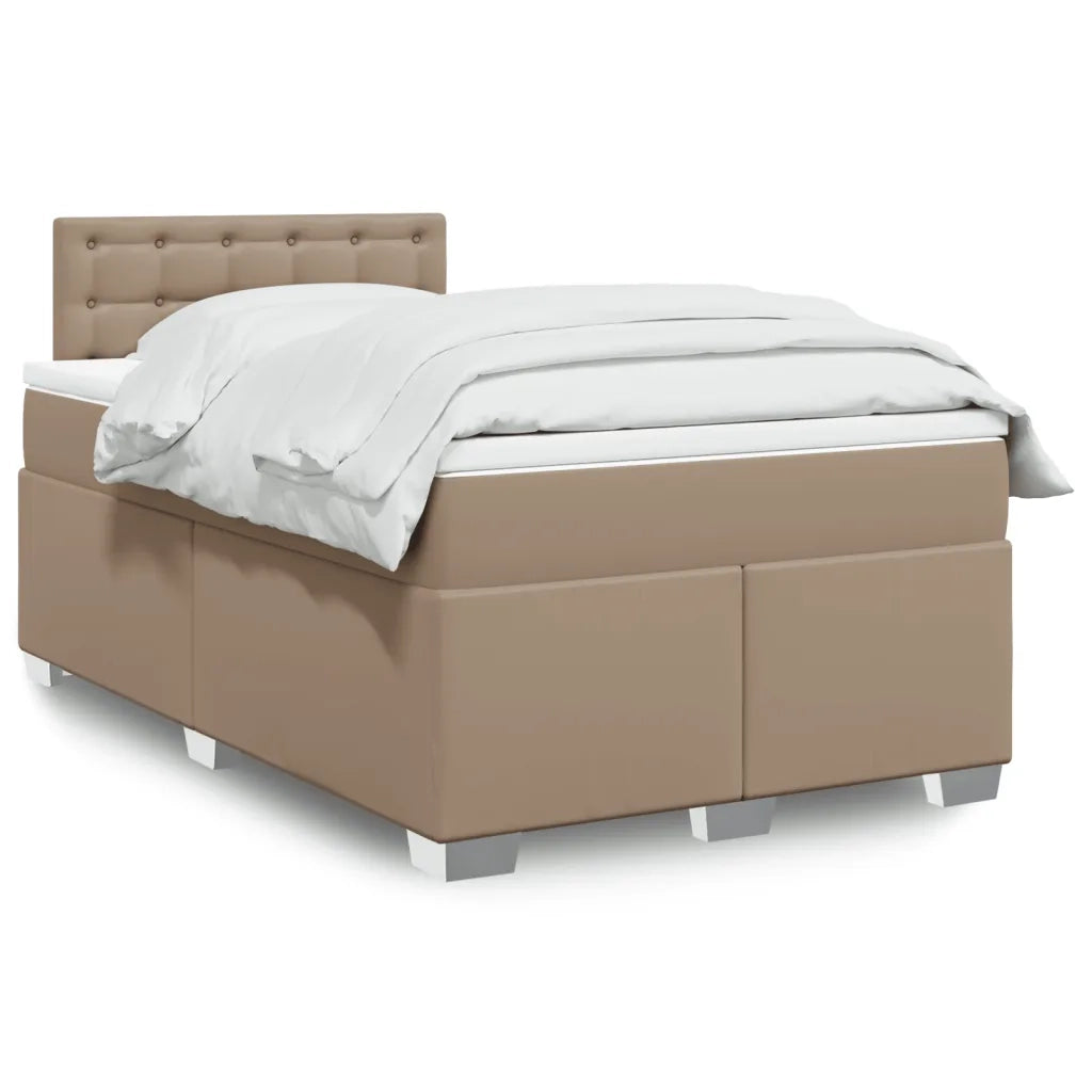 vidaXL Giroletto a Molle con Materasso Cappuccino 120x190cm Similpelle
