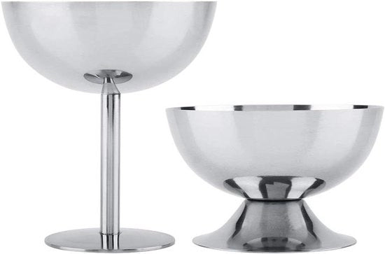 Bowl di Servizio per Dessert, Sorbetto, Panna e Frutta in Acciaio Inossidabile