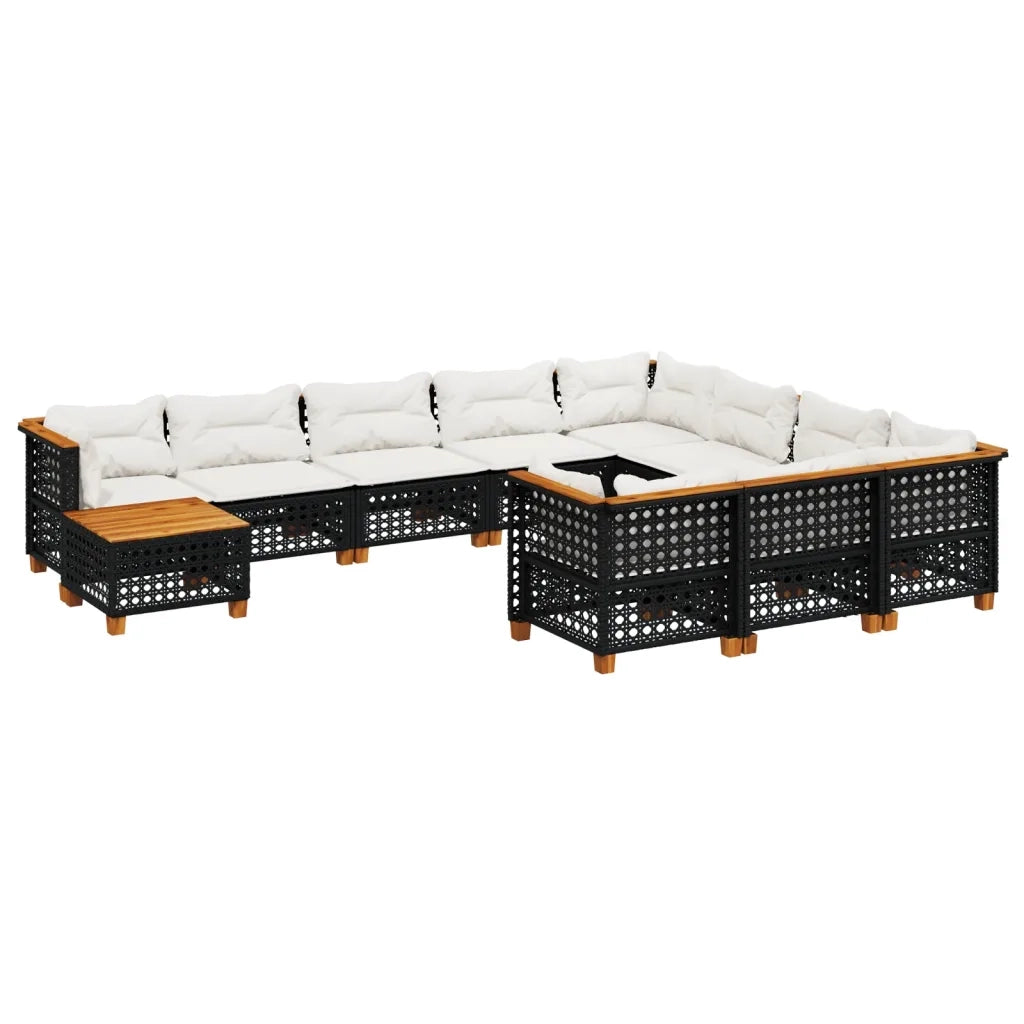 Set Divani da Giardino 11 pz con Cuscini in Polyrattan Nero 3262058
