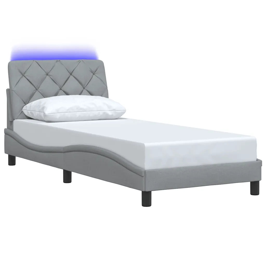 Giroletto con LED senza Materasso Grigio Chiaro 90x200 cm