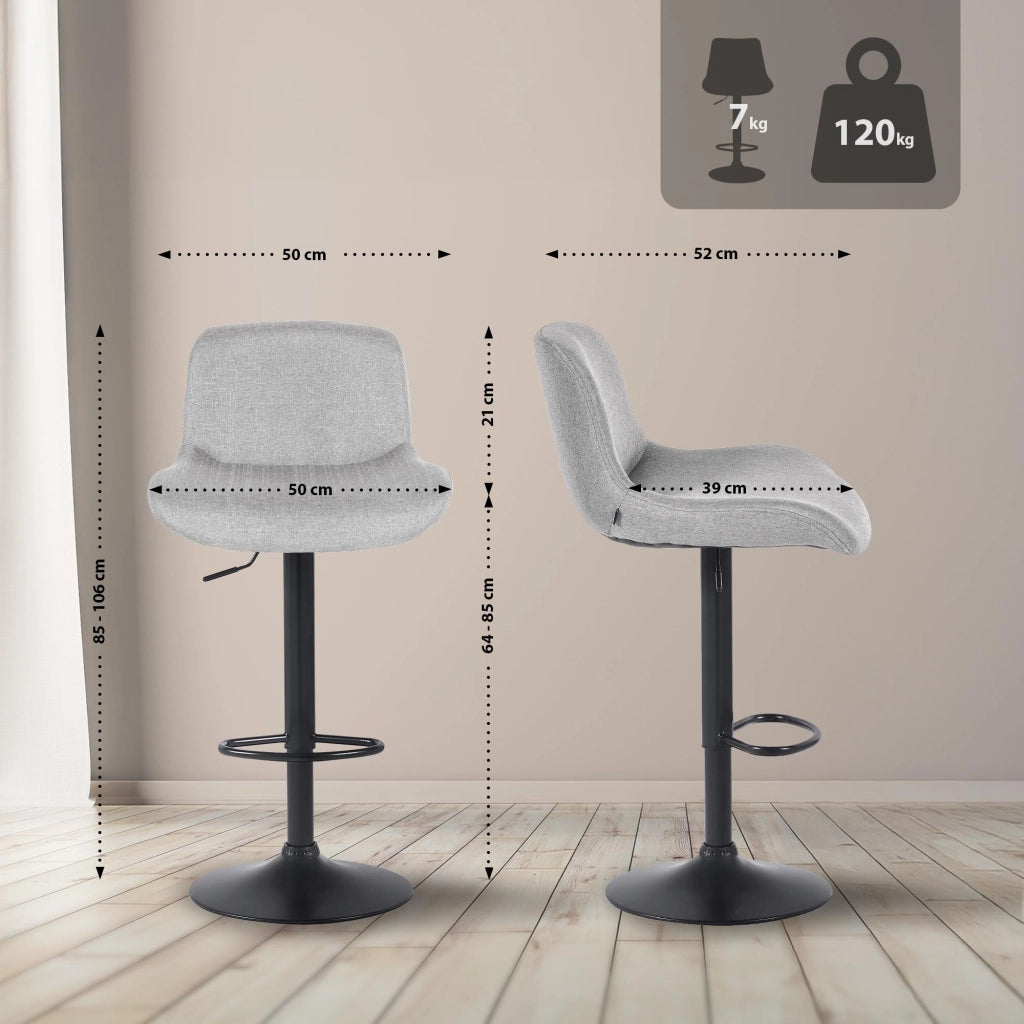 Set di 2 sgabelli da bar Solon tessuto nero 3