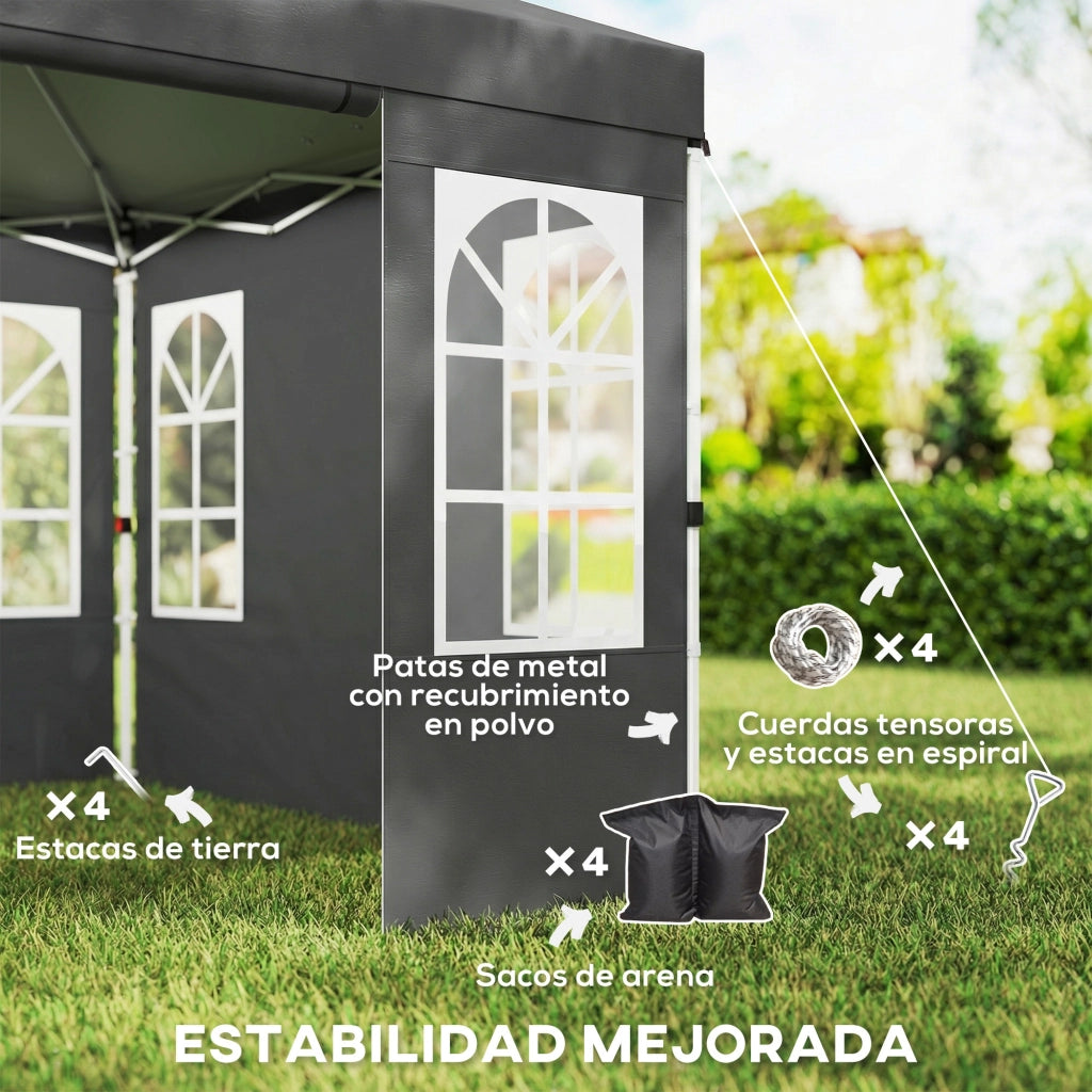Tenda da giardino pieghevole 3x3 m con UPF50+ ¨C zephmum ¨C grigio scuro