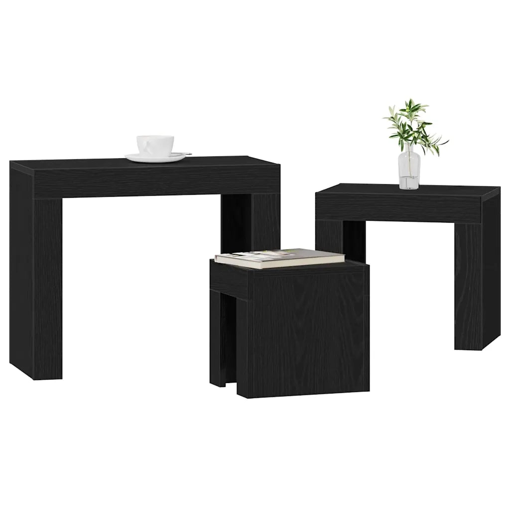 Tavoli da annidamento 3 pcs Rovere Nero Legno multistrato 862070