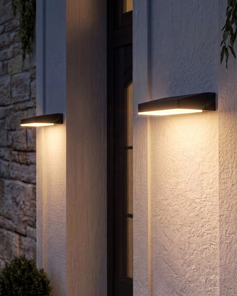 Set di 2 Lampade LED da Parete per Esterni in Alluminio Nero Design Moderno