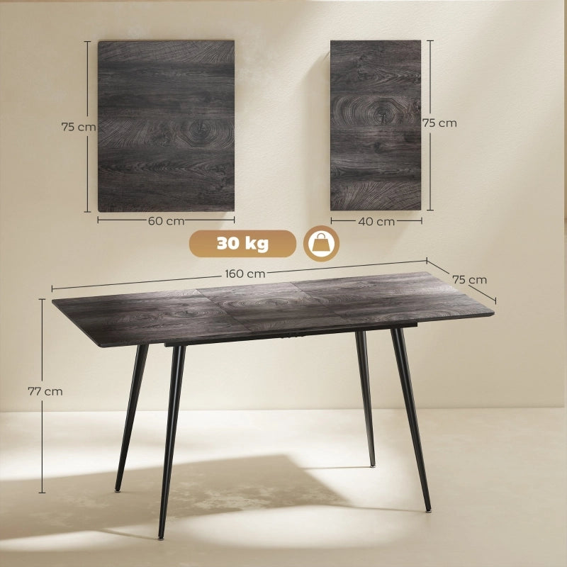 Tavolo da pranzo allungabile 120-160 cm per 6-8 persone, struttura in acciaio e piano grigio