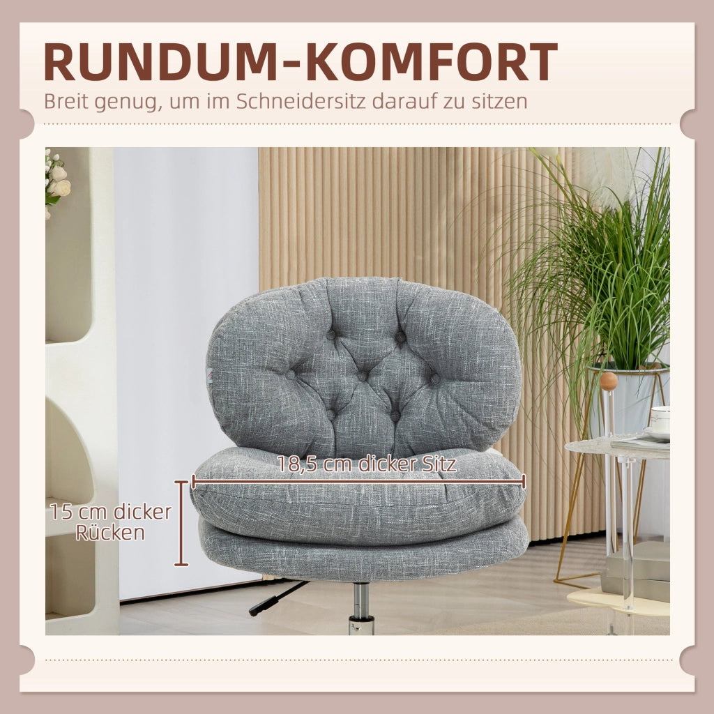 Sedia da ufficio ergonomica con funzione oscillante e altezza regolabile, seduta imbottita in poliestere grigio