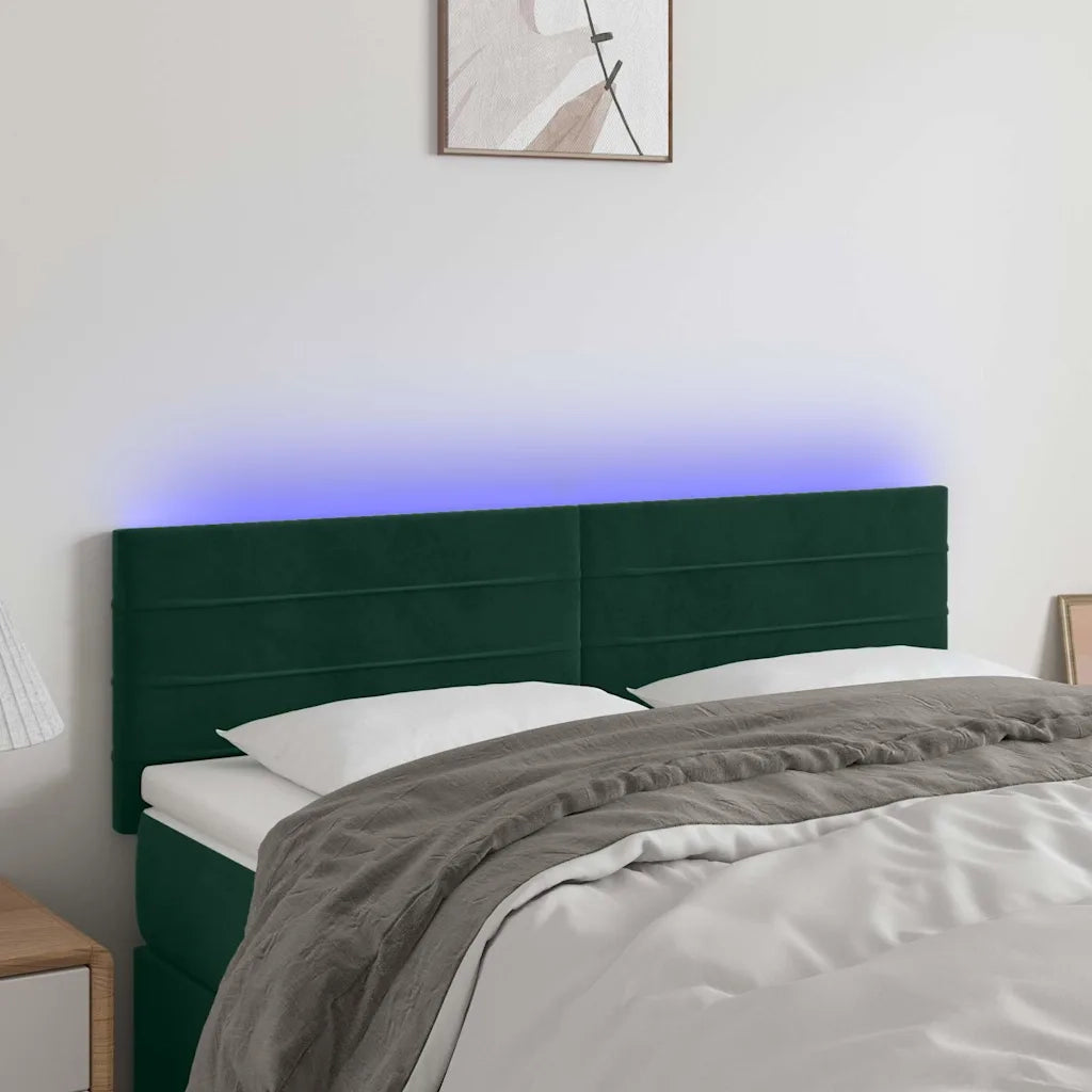 Testiera a LED-Testata con LED Verde Scuro 144x5x78/88 cm in Velluto 330117