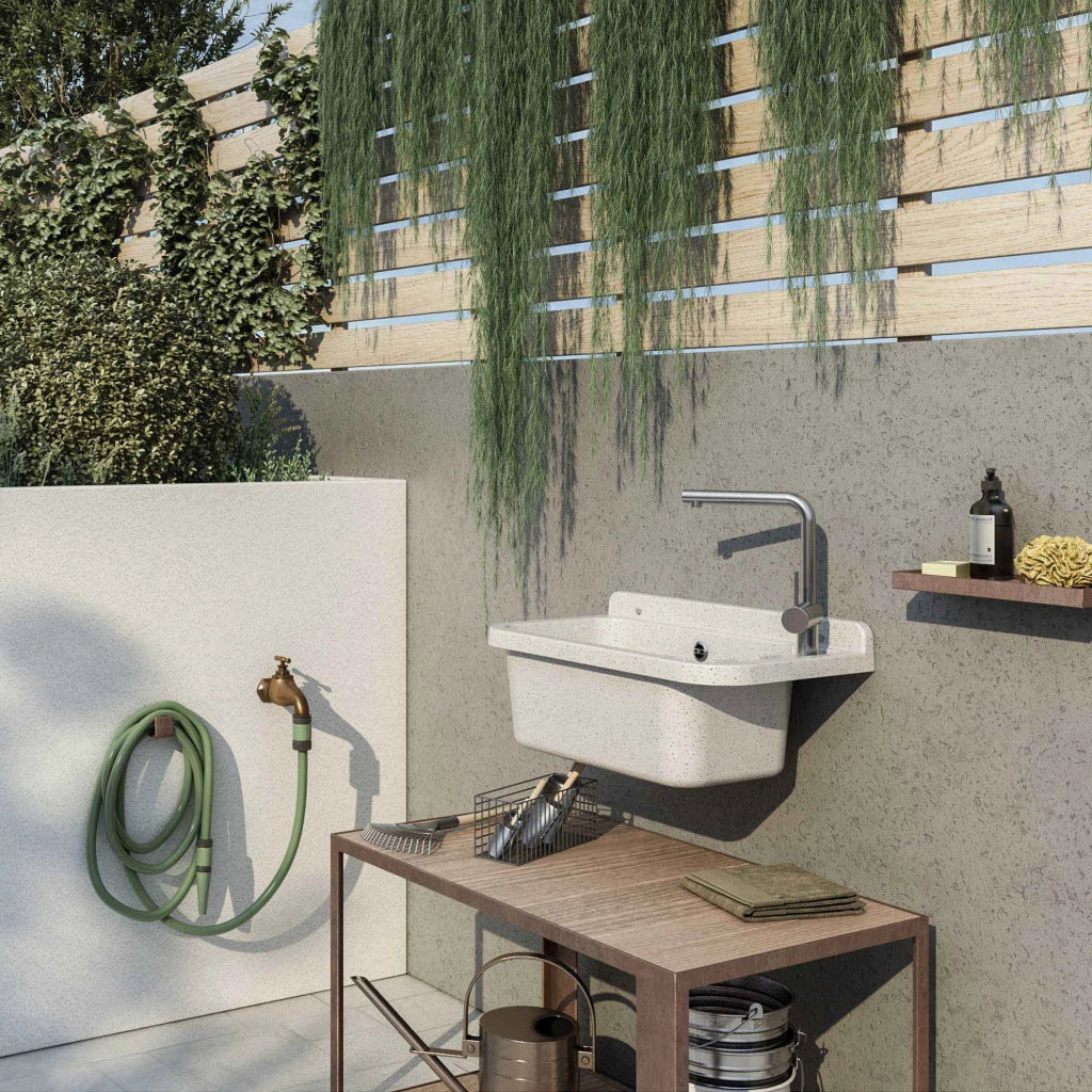 PILOZZO da muro in PP - Dim: 50 cm - Completo di GRIGLIA appoggiatutto - CR - Colore: MARMO BIANCO