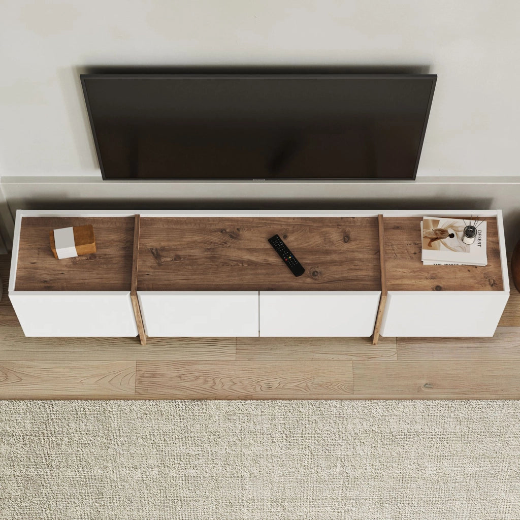 Nokadaka, Mobile Porta tv 4 Ante, 180x35x46h cm Bianco