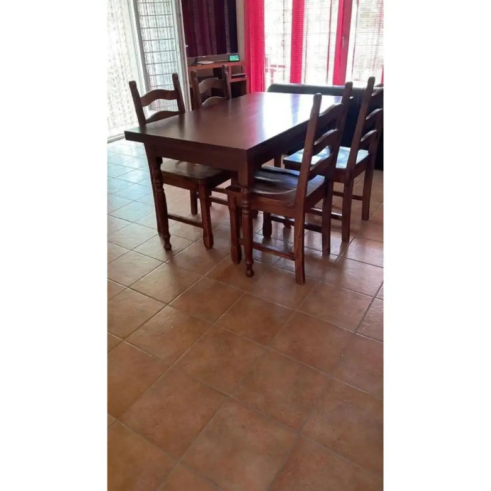 Tavolo arte povera con gambe tornite allungabile fino 240 in legno massello e mdf con rifinitura in noce 160x85x78 H