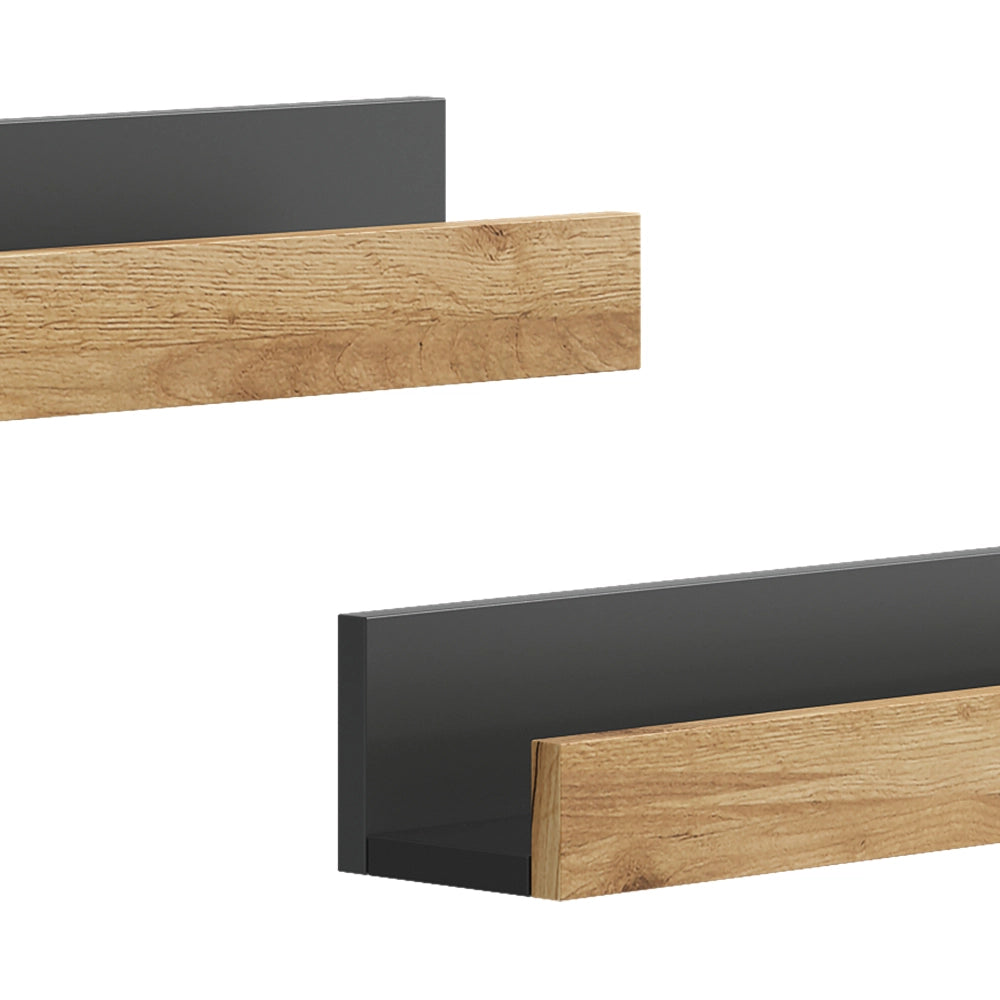 Vicco Scaffale a muro Antracite/quercia dorata 60 x 10 cm Set di 2