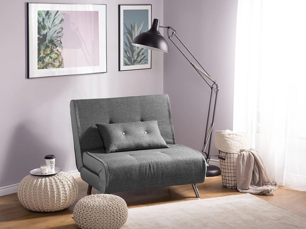 Divano letto di colore grigio tessuto imbottito poltrona letto singolo pieghevole soggiorno