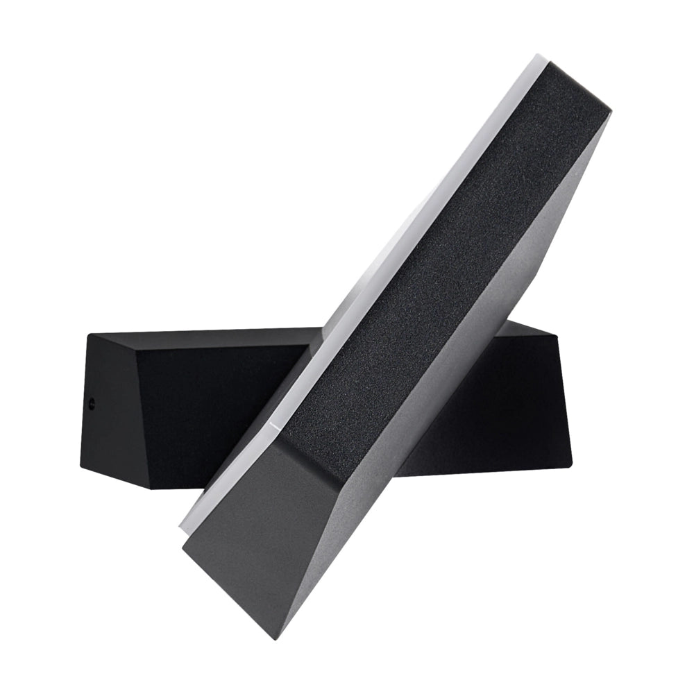 Set di 2 Lampade LED da Parete per Esterni in Alluminio Nero Design Moderno