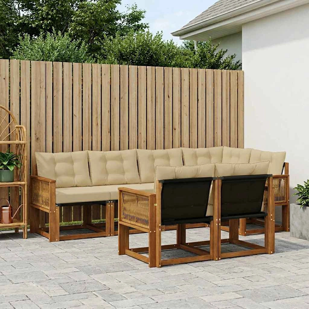 Set di divani da esterno 7 pz Naturale e Beige 3382021