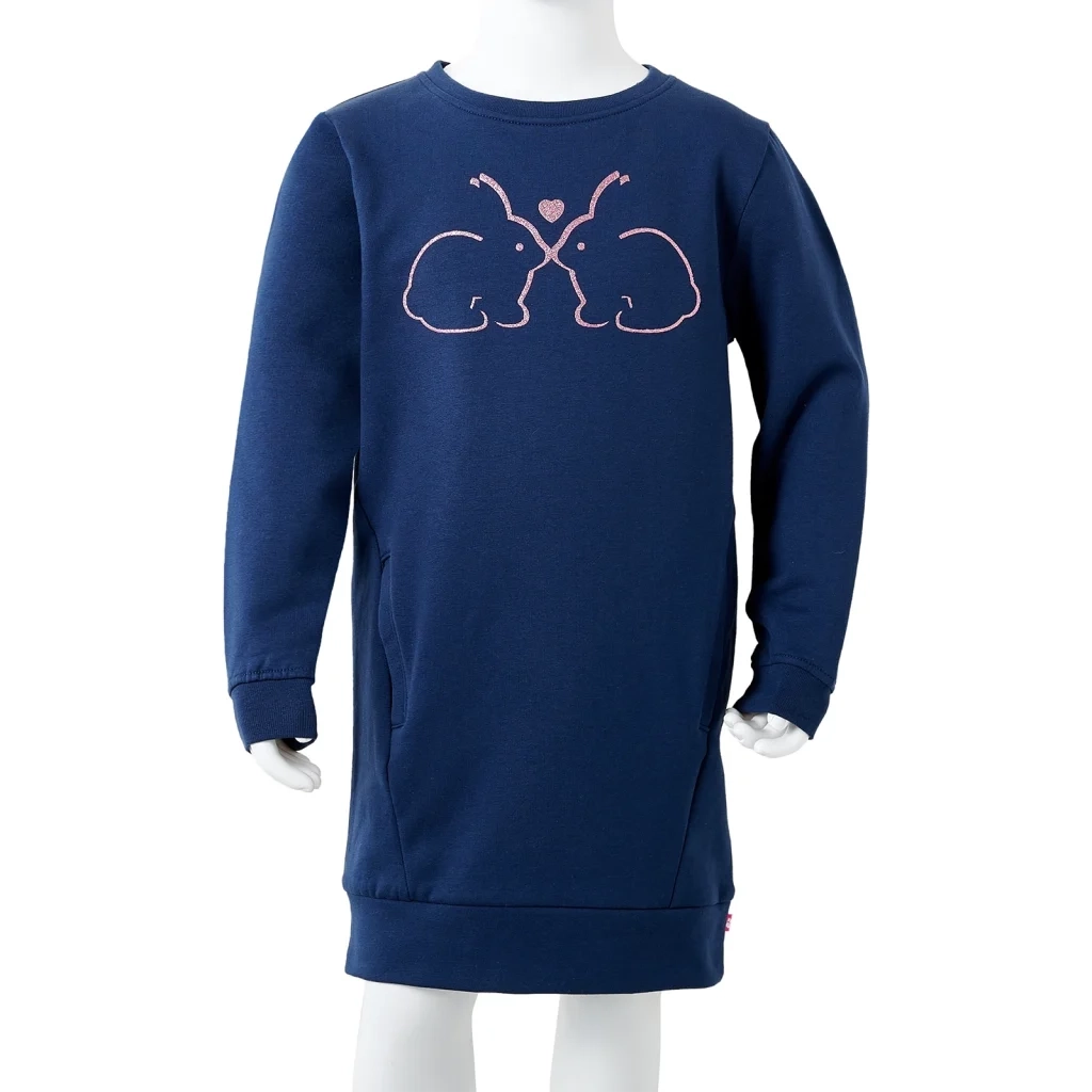 Abito in Felpa da Bambina Blu Marino 92 13779