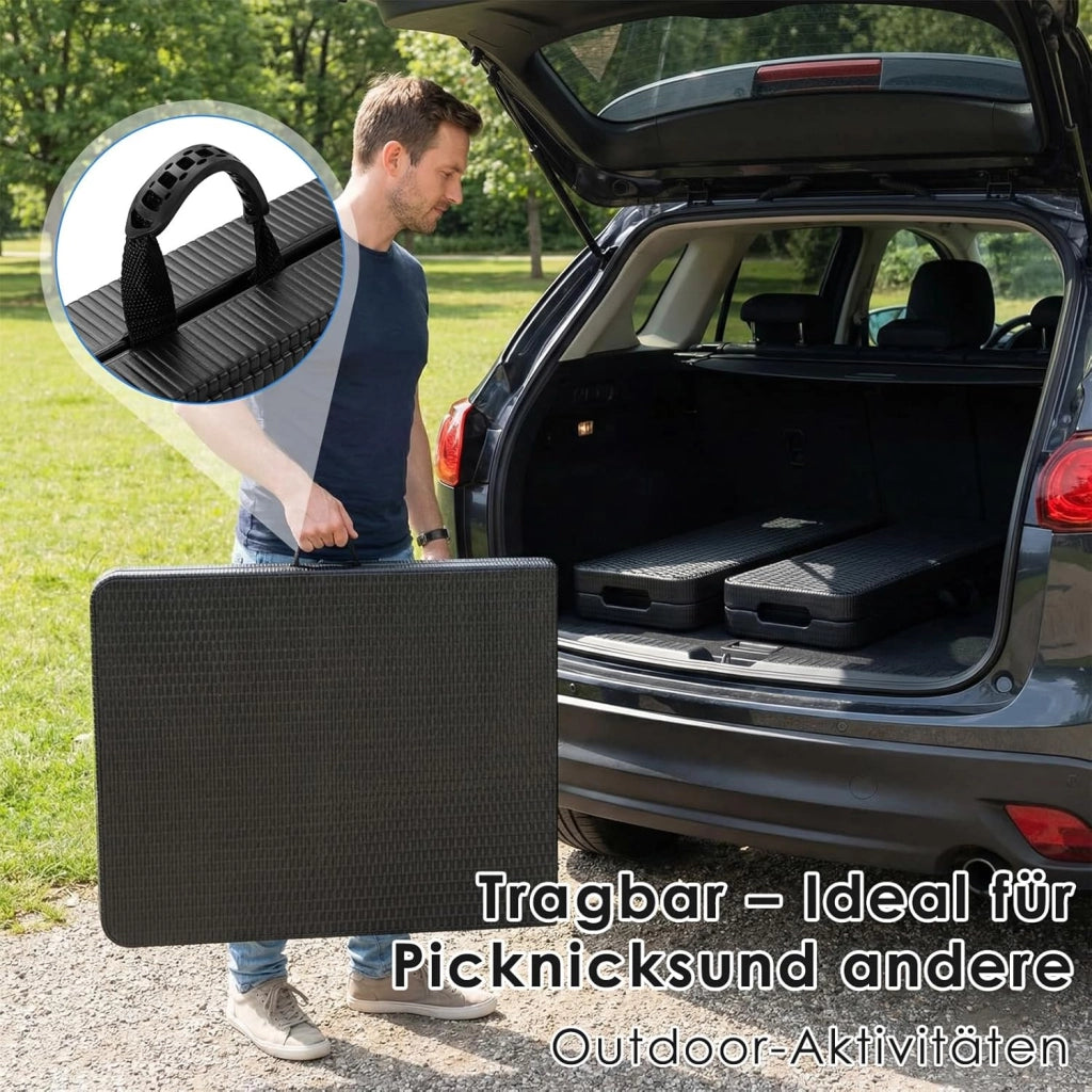 Set Tenda da Birra da 3 Pezzi 180cm in Plastica HDPE, Set di Mobili da Giardino 1 Tavolo e 2 pcs Panche Pieghevoli, Set Birreria con Manico di Trasporto, per Campeggio Picnic Esterno, Ottica in Rattan