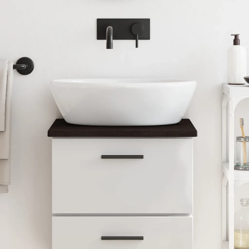 Piano Bagno Marrone Scuro 40x40x2 cm Legno Massello Trattato CFW1198428