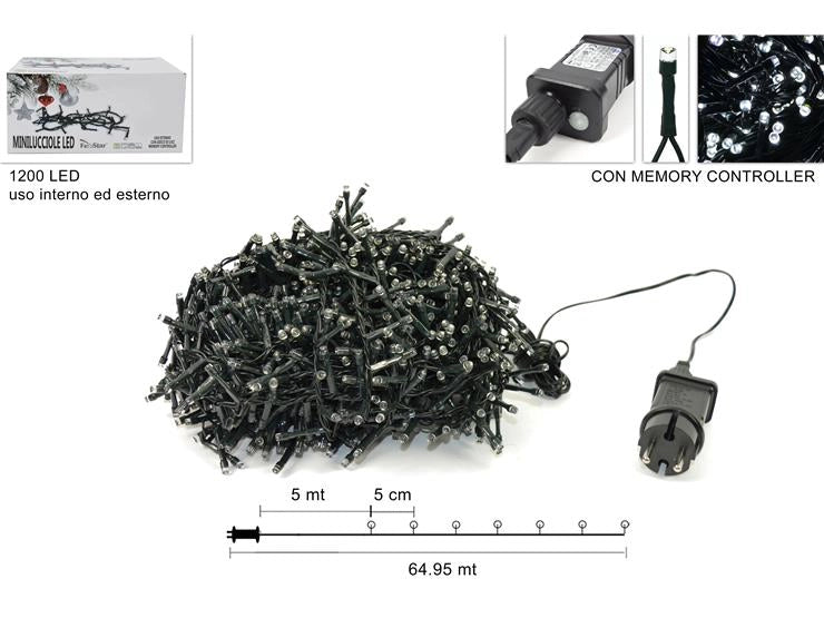 Decorazione Casa Natale Minilucciole da Esterno 1200 Led Bianchi
