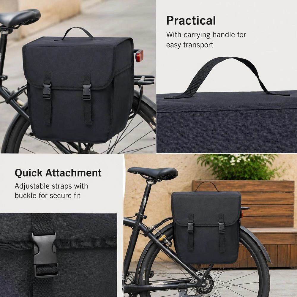 Bicycle Pannier For Luggage Rack, Waterproof, 21 L, Black