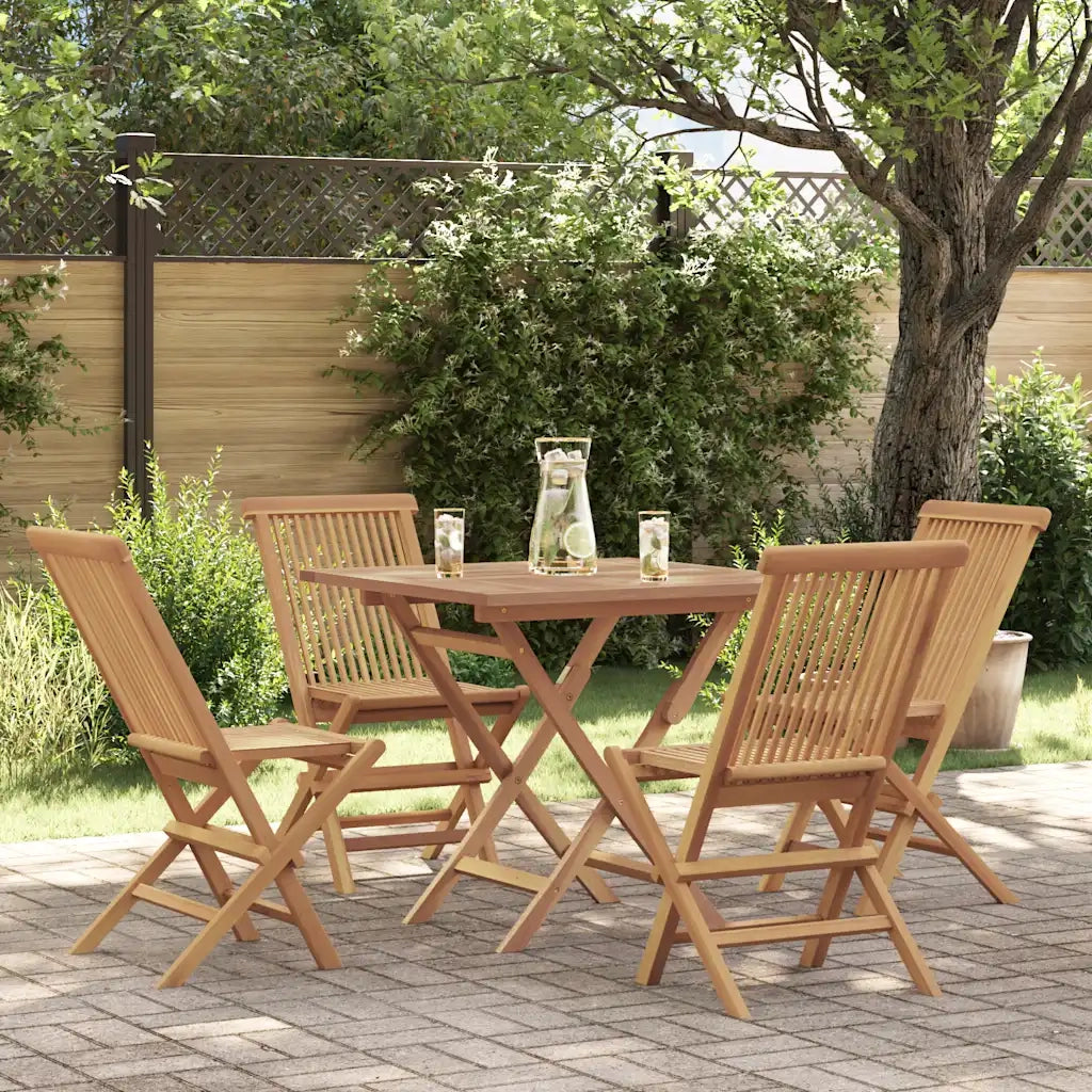 Set da Pranzo da Giardino 5 pz in Legno Massello di Teak