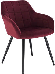 Sedia da Cucina in Velvet Rosso Scuro - Supporti in Metallo Nero - Altezza 47cm - Deluxe