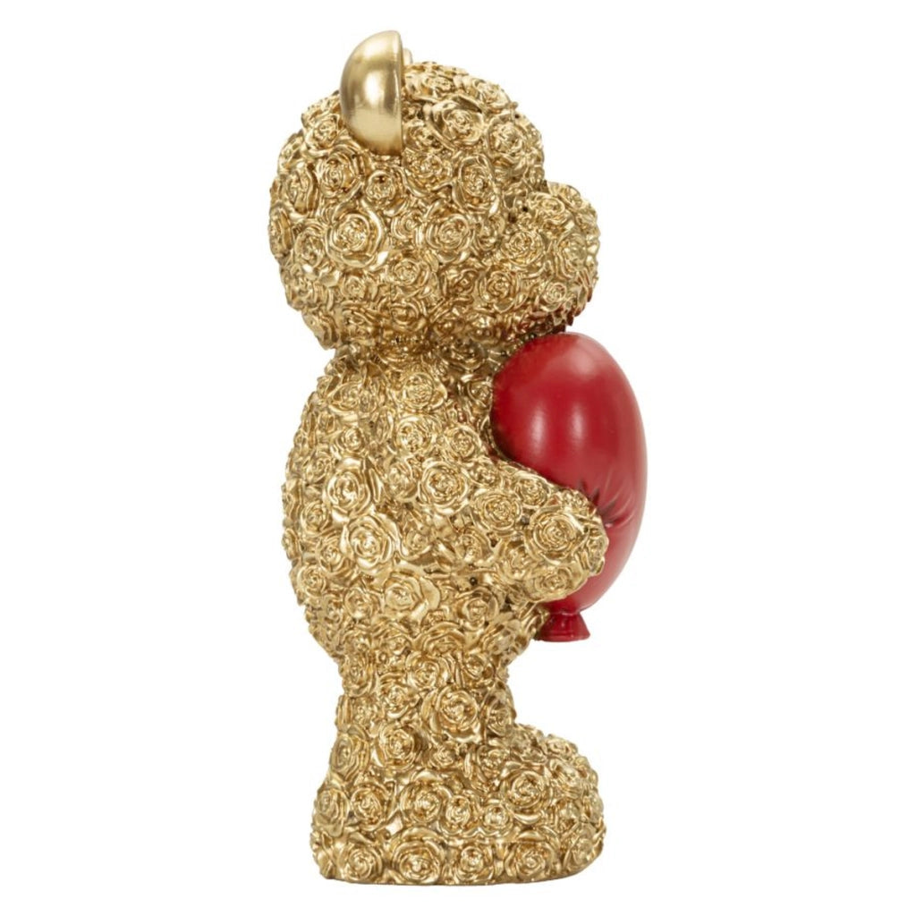 Scultura orsetto decorativo con cuore rosso