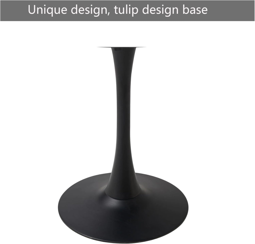 GrandCA HOME Set Tavolo da Pranzo Moderno con 6 Sedie, Tavolo da Pranzo Rotondo in MDF Nero da 110 cm + 6 Sedie da Cucina Nero