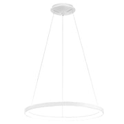 Krizia - Lampada a sospensione led 60W dimmerabile - 4800lm, luce calda 3000K, anello bianco opaco, diffusore opale, d.80 cm, IP20