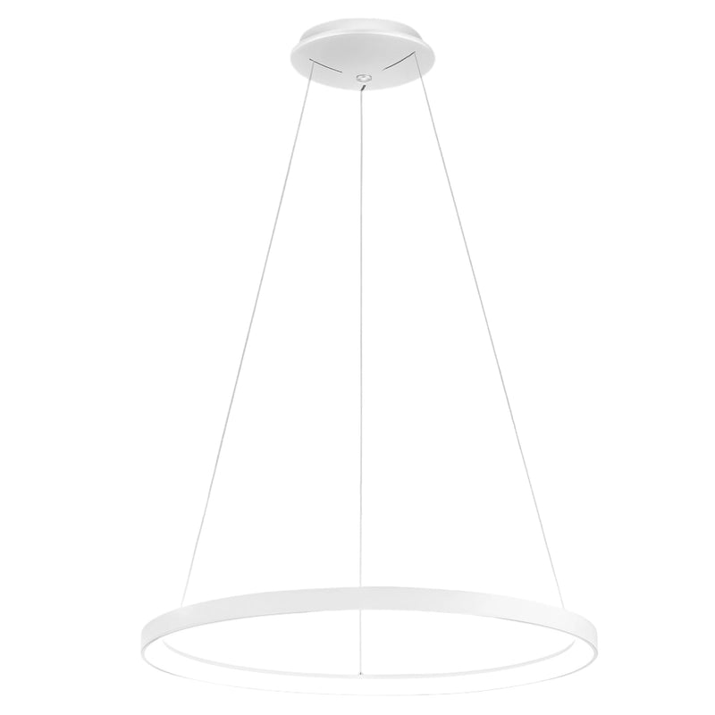 Krizia - Lampada a sospensione led 60W dimmerabile - 4800lm, luce calda 3000K, anello bianco opaco, diffusore opale, d.80 cm, IP20