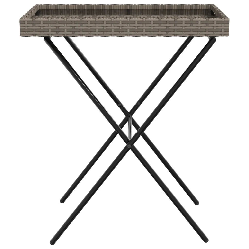 Tavolino da Giardino | Tavolino Vassoio Pieghevole Grigio 65x40x75 cm in Polyrattan