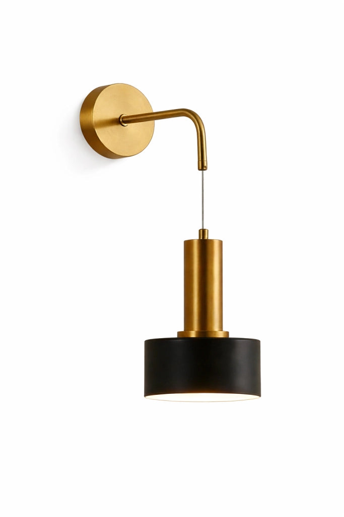 Applique da Parete Interno Oro Satinato con Cavo | Attacco E27 | Design Moderno Minimal | IP20 | AC 110–240V