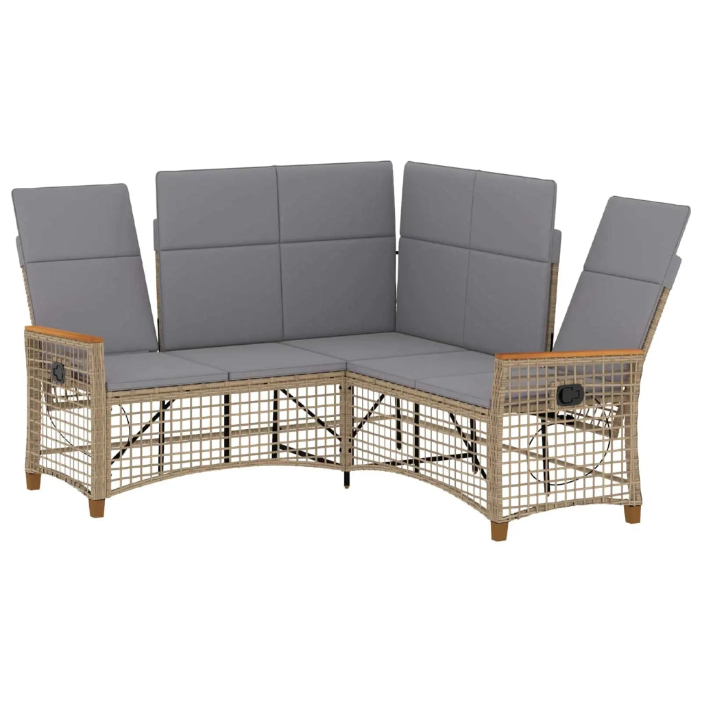 Set di Divani Recliner da Giardino Beige e Grigio Chiaro