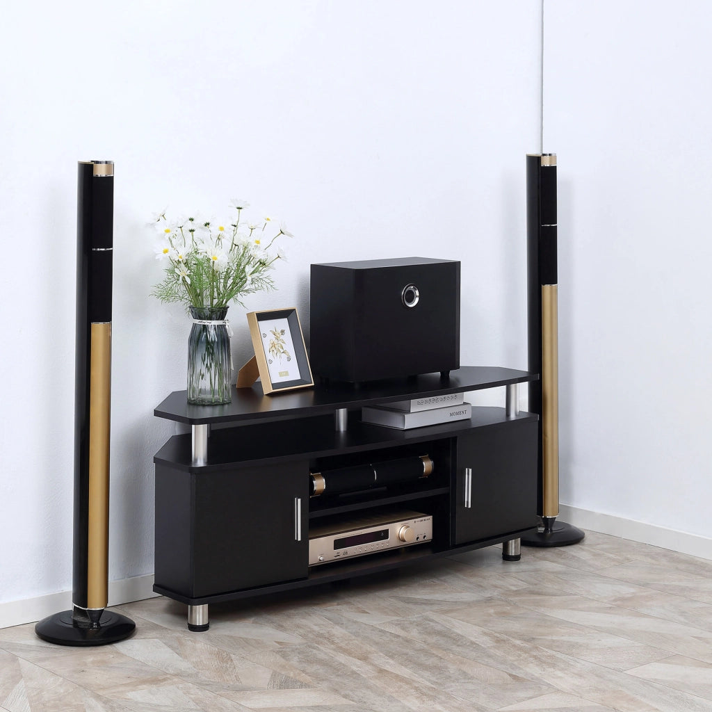 Mobile TV in legno ¨C Xylo ¨C nero, fino 55 pollici, ante e ripiano, 120x40x52cm