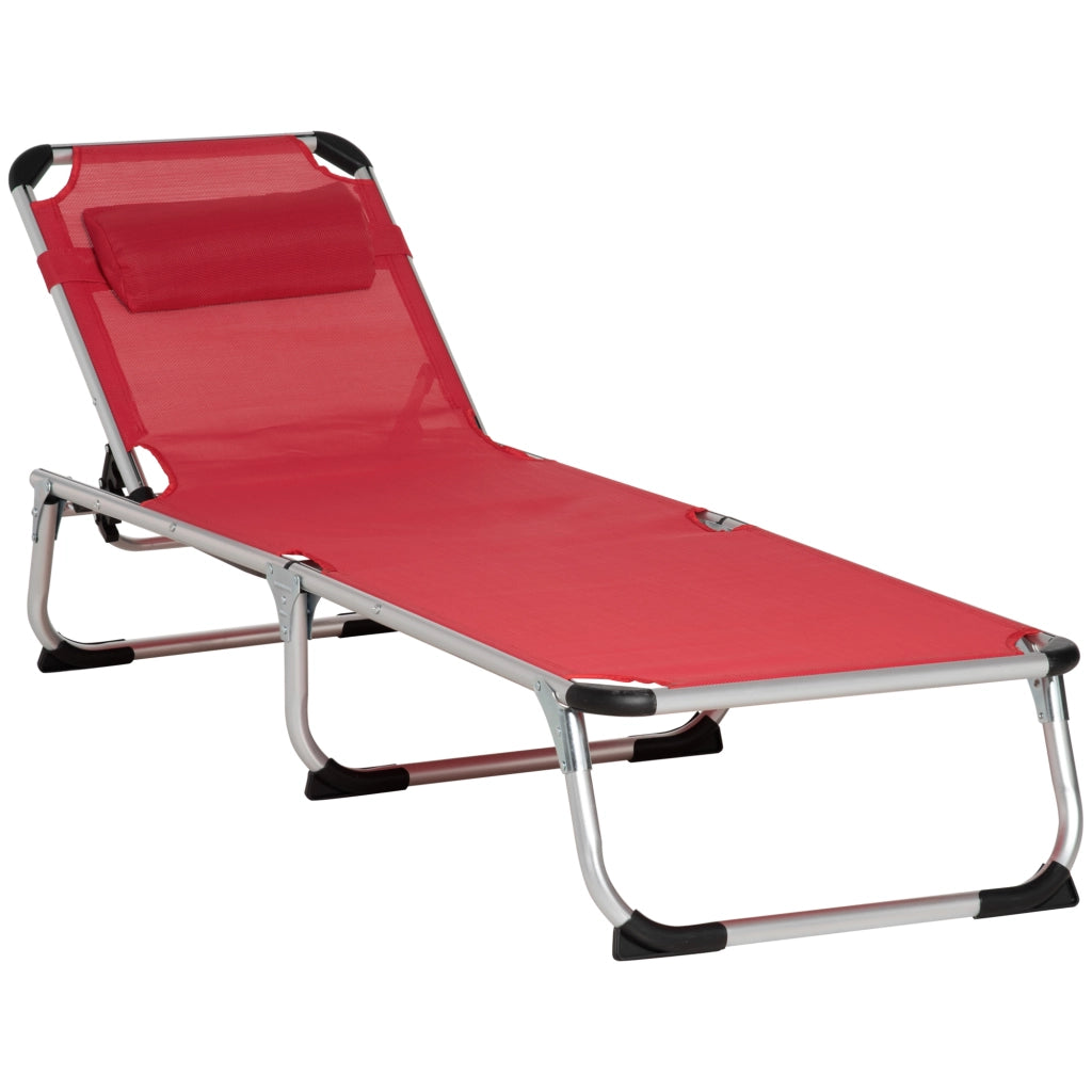 Lettino prendisole regolabile in 5 posizioni pieghevole ergonomico con tessuto a rete rosso