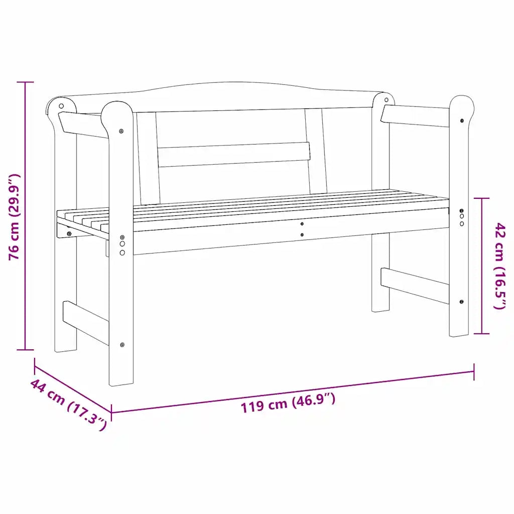 Panchina da esterno | Panchina da Giardino | Panca da Giardino Marrone 119 x 44 x 76 cm Pino massello