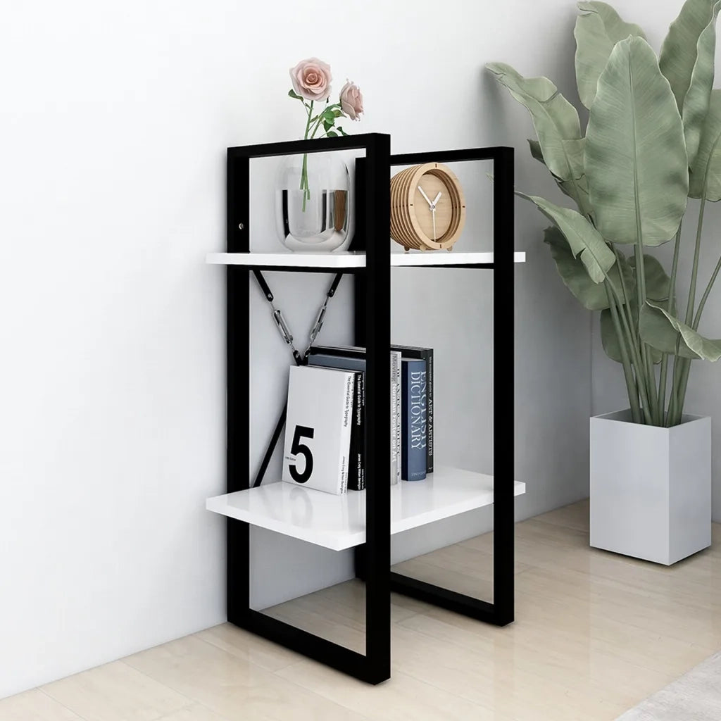 Libreria a 2 Ripiani-Scaffale per Libri-Mobile di Stoccaggio Bianca 40x30x70 cm in Legno Multistrato