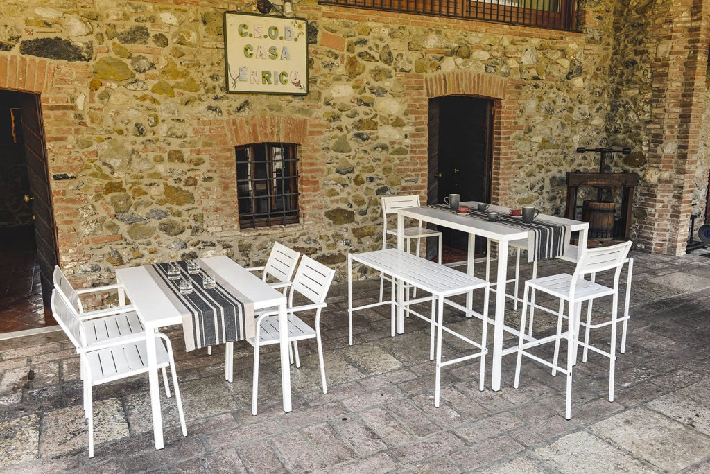 Tavolo da Giardino 188x88x75 cm in Acciaio RD Italia Dorio 190X90 Bianco