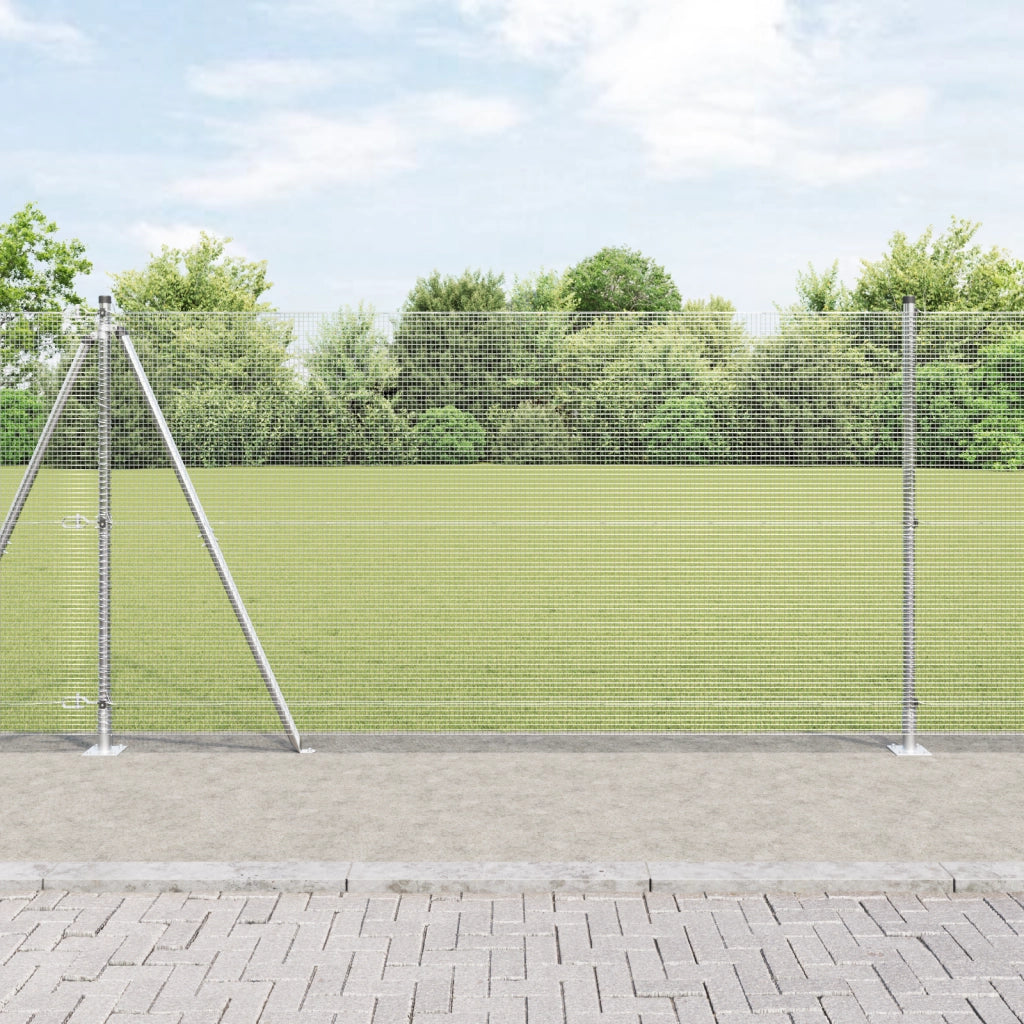 Recinzione in rete saldata con 13 pali flangiati 1,2x50 m Acciaio zincato