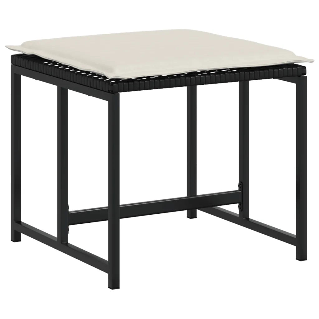 Set da Pranzo da Giardino 17 pz con Cuscini Nero in Polyrattan 3295072